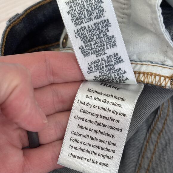 Frame Jeans Size 31 Le High Skinny Ankle Stretch Dark Distressed Harvard USA - Picture 12 of 13